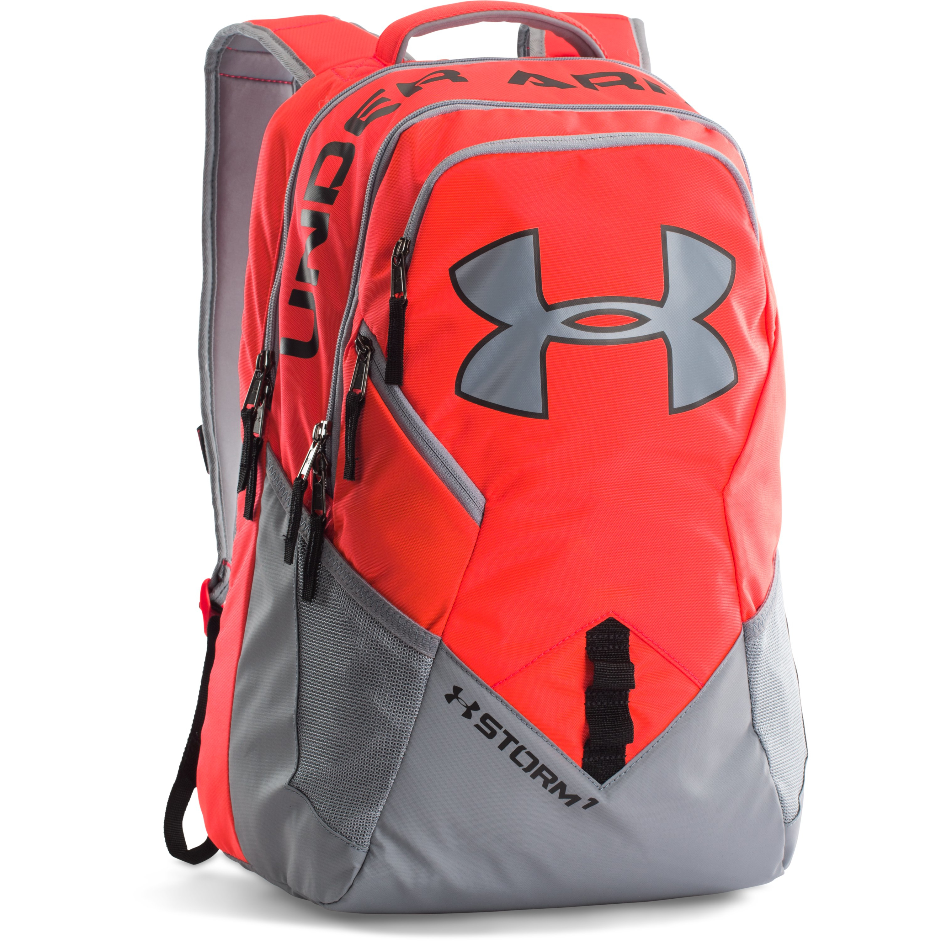 red and gray under armour backpack